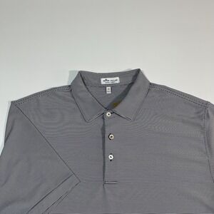 Peter Millar Summer Comfort Hales Striped Performance Jersey Polo - XL Gray Iron